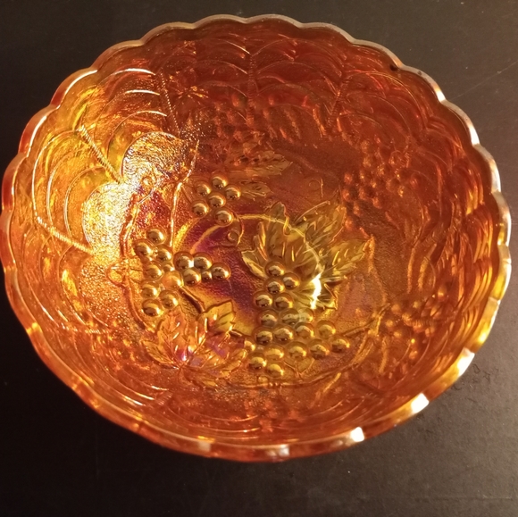 VTG Imperial Carnival Glass Marigold Grape Pattern 5" Decorative Bowl - Picture 3 of 7